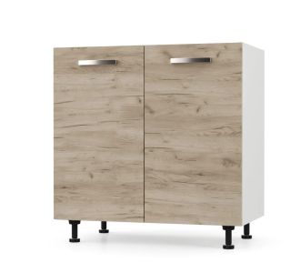 CHARLOTΤE Ντουλάπι Νεροχύτη 80x46.5x82εκ με μεταλλικά χερούλια Δρύς AlphaB2B |  Ντουλάπια στο espiti