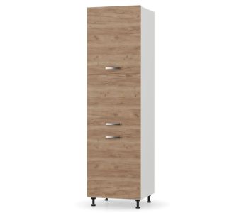 CHARLOTΤE Στήλη Kουζίνας 60x56x213.4εκ με μεταλλικά χερούλια Χρυσός Δρυς AlphaB2B |  Ντουλάπια στο espiti