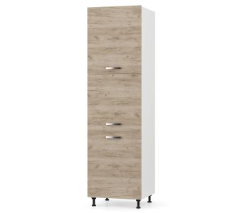 CHARLOTΤE Στήλη Κουζίνας 60x56x213.4εκ με μεταλλικά χερούλια Δρύς AlphaB2B |  Ντουλάπια στο espiti