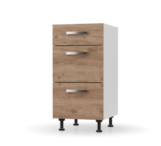 CHARLOTΤE Συρταριέρα 40x46.5x82εκ με μεταλλικά χερούλια Χρυσό Δρυς AlphaB2B |  Ντουλάπια στο espiti