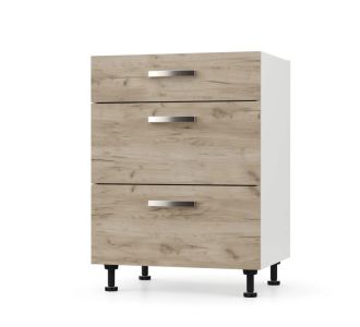 CHARLOTΤE Συρταριέρα 60x46.5x82cm με μεταλλικά χερούλια Δρύς AlphaB2B |  Ντουλάπια στο espiti
