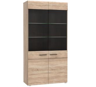Βιτρίνα Δίφυλλη Solo 100x41x197cm Sonoma με Wenge και MDF Καμπυλωτό τελείωμα στις πόρτες AlphaB2B |  Συνθέσεις σαλονιού στο espiti