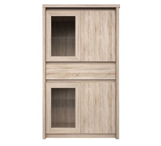 Βιτρίνα Norton Τετράφυλλη 87x40x153.5εκ με Συρτάρι Σονόμα Φυσικό AlphaB2B |  Συνθέσεις σαλονιού στο espiti