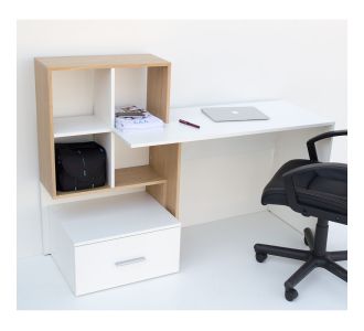 Γραφείο HO1S Λευκό με Φυσικό 149x50x105εκ AlphaB2B |  Γραφεία στο espiti