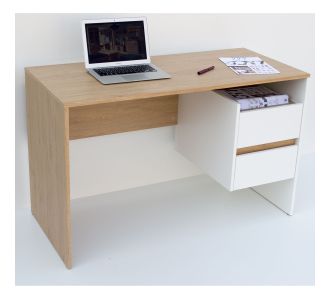 Γραφείο HO2S Λευκό με Φυσικό Μοντέρνα Σχεδίαση με Συρτάρια 120x55x75εκ AlphaB2B |  Γραφεία στο espiti