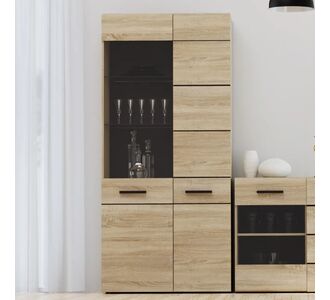 Βιτρίνα Solo Δίφυλλη 90x41x197cm με τζάμι Sonoma με Wenge AlphaB2B |  Συνθέσεις σαλονιού στο espiti