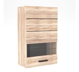 Βιτρίνα Solo Μονόφυλλη 65x35x109 Sonoma με λεπτομέρειες Wenge και MDF Καμπυλωτό τελείωμα AlphaB2B |  Συνθέσεις σαλονιού στο espiti