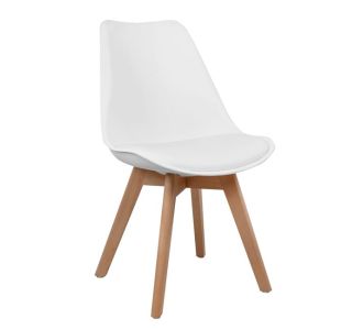 Καρέκλα LORA 47x56.6x82cm Λευκό με Ξύλινα Πόδια και Μαξιλάρι AlphaB2B |  Καρέκλες στο espiti