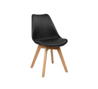 Καρέκλα LORA 47x56.6x82cm Μαύρο με Ξύλινα Πόδια AlphaB2B |  Καρέκλες στο espiti