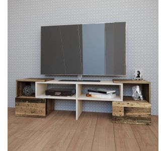 Έπιπλο τηλεόρασης ORNE Καφέ με Λευκό 141x32x39cm AlphaB2B |  Έπιπλα τηλεόρασης στο espiti