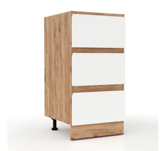 Επιδαπέδια συρταριέρα Soft Λευκό με βελανιδιά Διαστάσεις 40x46,5x81,5εκ AlphaB2B |  Ντουλάπια στο espiti