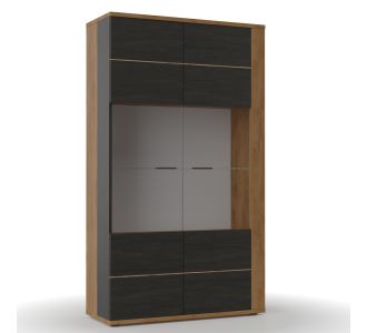 Βιτρίνα Δίφυλλη ADEL Καπνού (tobacco) με γκρί 95.1x39.6x167.5εκ AlphaB2B |  Συνθέσεις σαλονιού στο espiti