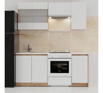 Κουζίνα Soft Σέτ 5 Λευκό με βελανιδιά Σέτ 5 κουτιών Άνω κουτιά 180εκ Κάτω 120εκ AlphaB2B |  Σετ Κουζίνες στο espiti