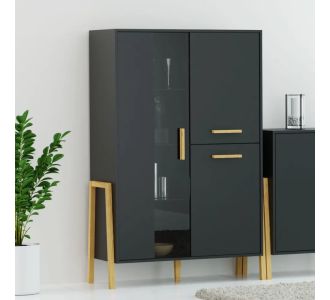 Βιτρίνα Belle Ανθρακί 102.5x41x152.5cm AlphaB2B |  Συνθέσεις σαλονιού στο espiti