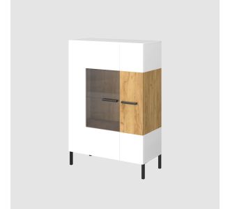 Βιτρίνα Santes Χρυσό Δρυς-Λευκό 90x42x134.50cm AlphaB2B |  Συνθέσεις σαλονιού στο espiti