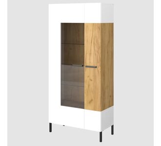Βιτρίνα Santes Χρυσό Δρυς-Λευκό 90x42x197.5cm AlphaB2B |  Συνθέσεις σαλονιού στο espiti