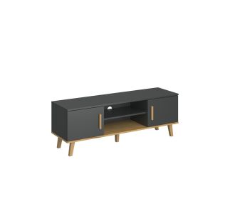 Έπιπλο TV Pluton Ανθρακί-Χρυσό Δρυς 138x40x48.6cm AlphaB2B |  Έπιπλα τηλεόρασης στο espiti