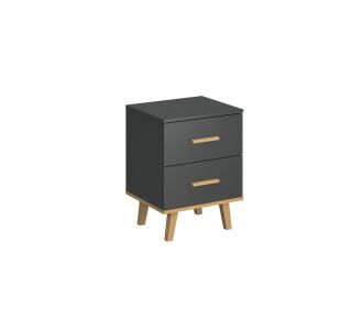 Κομοδίνο Pluton Ανθρακί-Χρυσό Δρυς 45.9x40x60.6cm AlphaB2B |  Κομοδίνα στο espiti