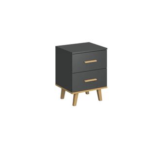 Κομοδίνο Pluton Ανθρακί-Χρυσό Δρυς 45.9x40x60.6cm AlphaB2B |  Κομοδίνα στο espiti
