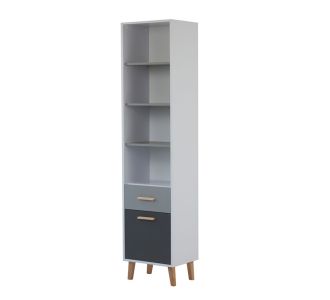Βιβλιοθήκη Timmy Λευκό-Γραφίτη-Γκρι 46.8x36x199cm AlphaB2B |  Παιδικά έπιπλα στο espiti