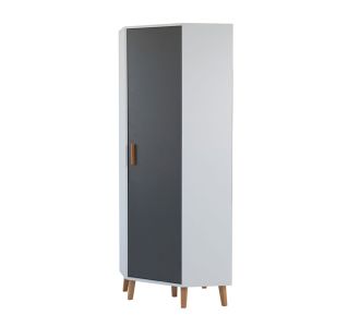 Γωνιακή Ντουλάπα Timmy Λευκό-Γραφίτη-Γκρι 71.3x71.3x199cm AlphaB2B |  Παιδικά έπιπλα στο espiti