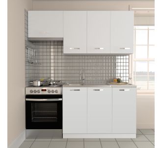 Κουζίνα Charlotte Σετ 3 Λευκή με μεταλλικά χερούλια AlphaB2B |  Σετ Κουζίνες στο espiti