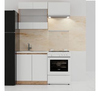 Κουζίνα Soft Σέτ 3 Λευκό με βελανιδιά Σέτ 3 κουτιών Άνω 140εκ Κάτω 80εκ AlphaB2B |  Σετ Κουζίνες στο espiti