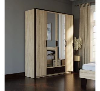 Ντουλάπα Τετράφυλλη Scarlet Sonoma-Wenge 180x58x212εκ AlphaB2B |  Ντουλάπες ρούχων στο espiti