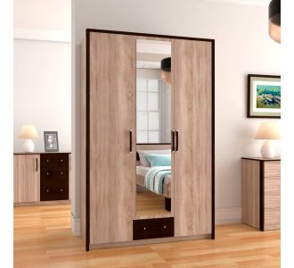 Ντουλάπα Τρίφυλλη Scarlet3D Sonoma-Wenge 136x58x212εκ AlphaB2B |  Ντουλάπες ρούχων στο espiti