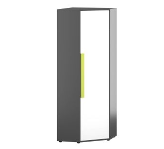 Ντουλάπα Μονόφυλλη Γωνιακή Alex 51x35/71x194εκ Γραφίτης-Λευκό AlphaB2B |  Παιδικά έπιπλα στο espiti