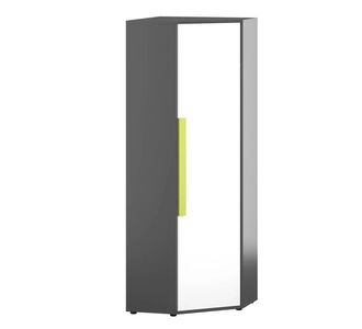 Ντουλάπα Μονόφυλλη Γωνιακή Alex 51x35/71x194εκ Γραφίτης-Λευκό AlphaB2B |  Παιδικά έπιπλα στο espiti