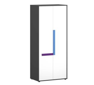 Ντουλάπα Δίφυλλη Alex 84x50x194εκ Γραφίτης-Λευκό 2 Πόρτες AlphaB2B |  Παιδικά έπιπλα στο espiti