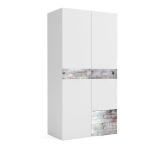 Ντουλάπα Δίφυλλη Pump 100x56x198 Λευκό-Λευκό Αντικέ AlphaB2B |  Παιδικά έπιπλα στο espiti