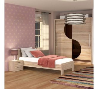 Κρεβάτι Solo Μονό Με Τάβλες Sonoma MDF Καμπυλωτό τελείωμα 90x200cm AlphaB2B |  Κρεβάτια στο espiti