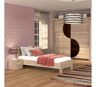 Κρεβάτι Solo Μονό Με Τάβλες Sonoma MDF Καμπυλωτό τελείωμα 90x200cm AlphaB2B |  Κρεβάτια στο espiti