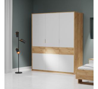 Ντουλάπα Avanti Τρίφυλλη Χρυσός Δρυς-Λευκό 184.8x65.6x214.2cm AlphaB2B |  Ντουλάπες ρούχων στο espiti