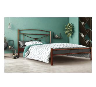 Κρεβάτι Μονό Fiona Μεταλλικό με Τάβλες Καφέ Σφυρίλατο 110x200cm Chic Strom |  Κρεβάτια στο espiti