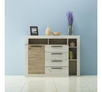 Μπουφές MILANA Λευκό-Γκρί Δρύς 140.2x46.5x107.3εκ AlphaB2B |  Μπουφέδες στο espiti