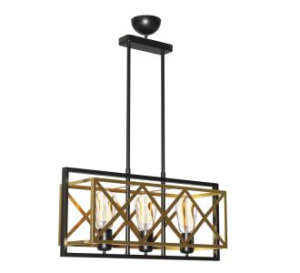 Κρεμαστό Φωτιστικό Τρίφωτο Χρυσό-Μαύρο Ε27 58x20x68cm AlphaB2B |  Οροφής στο espiti