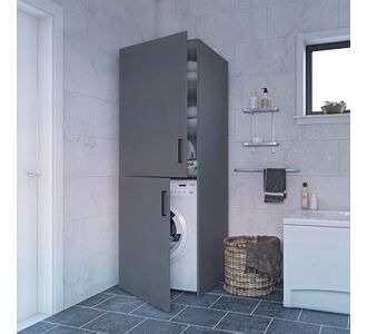 Ντουλάπα Πλυντηρίου Laundry Γκρι 70x68x190cm AlphaB2B |  Στήλες Μπάνιου στο espiti