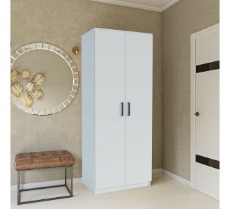 Ντουλάπα Δίφυλλη Simple Λευκή 80x52x205cm AlphaB2B |  Ντουλάπες ρούχων στο espiti
