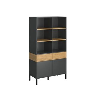 Ραφιέρα Beril 2D2S Ανθρακί-Χρυσό Δρυς 90x42x170cm AlphaB2B |  Παιδικά έπιπλα στο espiti
