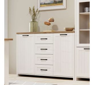 ΜΠΟΥΦΕΣ VERNE 147.9x37.2x91.8cm Λευκό-Φυσικό Δρυς AlphaB2B |  Μπουφέδες στο espiti