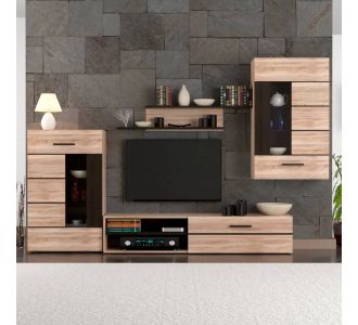 Σύνθεση Τηλεόρασης Solo 293x41x184cm Sonoma με Wenge MDF Καμπυλωτό τελείωμα AlphaB2B |  Έπιπλα τηλεόρασης στο espiti