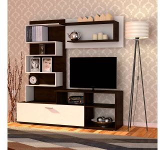 Σύνθεση Τηλεόρασης Jasmin 170x41.5x170εκ Wenge(Σοκολά)-Λευκό AlphaB2B |  Έπιπλα τηλεόρασης στο espiti