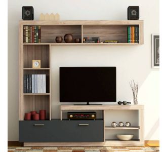 Σύνθεση Τηλεόρασης Floks 170x41x170εκ SONOMA (φυσικός δρύς)-γραφίτης AlphaB2B |  Έπιπλα τηλεόρασης στο espiti
