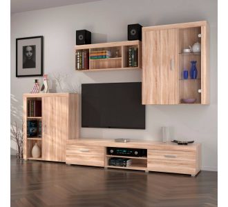 Σύνθεση Τηλεόρασης DAMIS Sonoma με MDF λεπτομέρειες 328x45x210εκ AlphaB2B |  Έπιπλα τηλεόρασης στο espiti