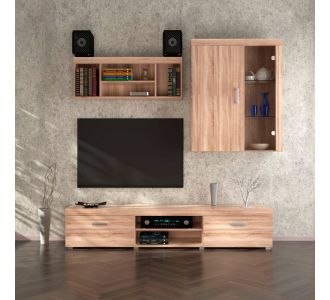 Σύνθεση Τηλεόρασης DAMIS Sonoma με MDF λεπτομέρειες 237.5x45x210εκ AlphaB2B |  Έπιπλα τηλεόρασης στο espiti