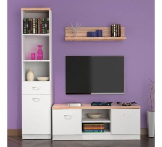 Σύνθεση Τηλεόρασης TOP MIX 160x42x183cm Λευκό-Sonoma AlphaB2B |  Έπιπλα τηλεόρασης στο espiti