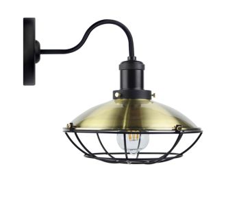 Φωτιστικό Τοίχου Μεταλλικό Χρώμα Μπρονζε με μαύρες λεπτομέρειες E27 40X25X30cm AlphaB2B |  Απλίκες στο espiti